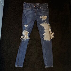 American Eagle Outfitters Ripped Dark Blue Skinny Jeans